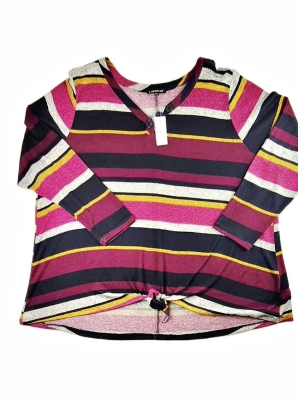 Lane Bryant Striped Long Sleeve Top in Pink & Black Size 22/24 NWT